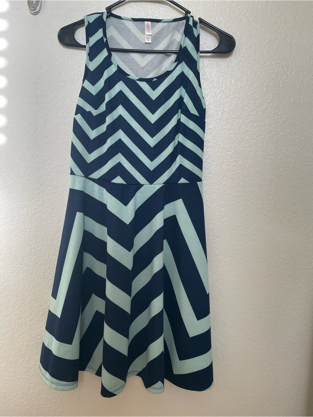 Xhilaration Navy and Mint Chevron Fit & Flare Dress